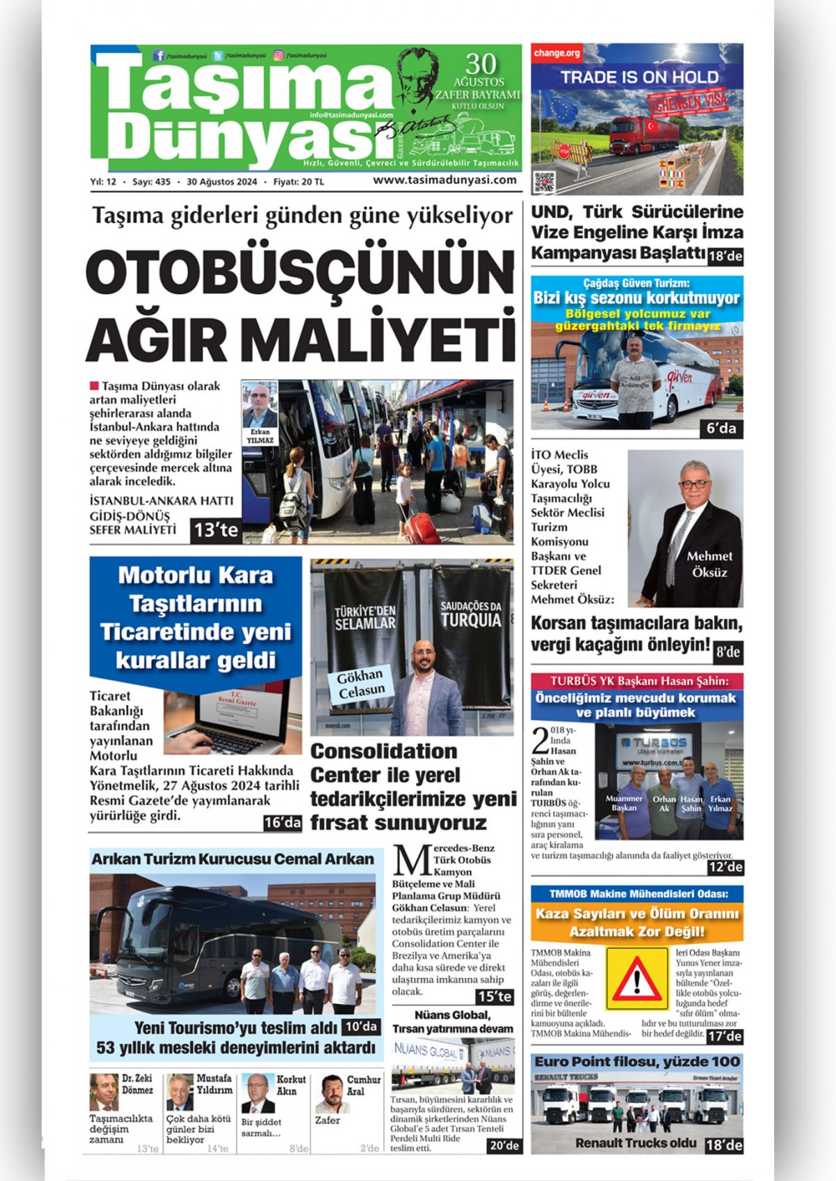 Taşıma Dünyası Gazetesi - 30.08.2024 Manşeti