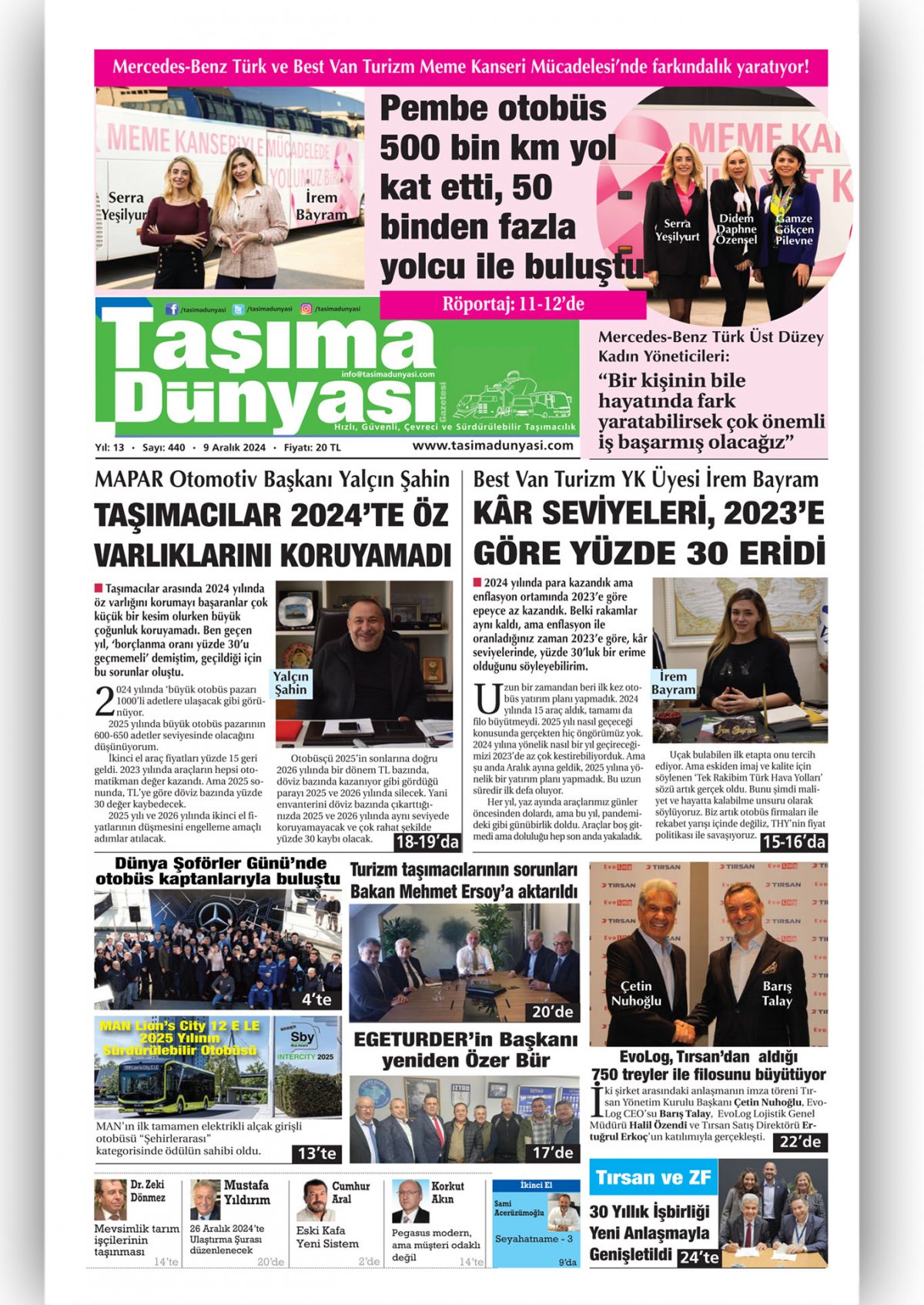 Taşıma Dünyası Gazetesi - 09.12.2024 Manşeti