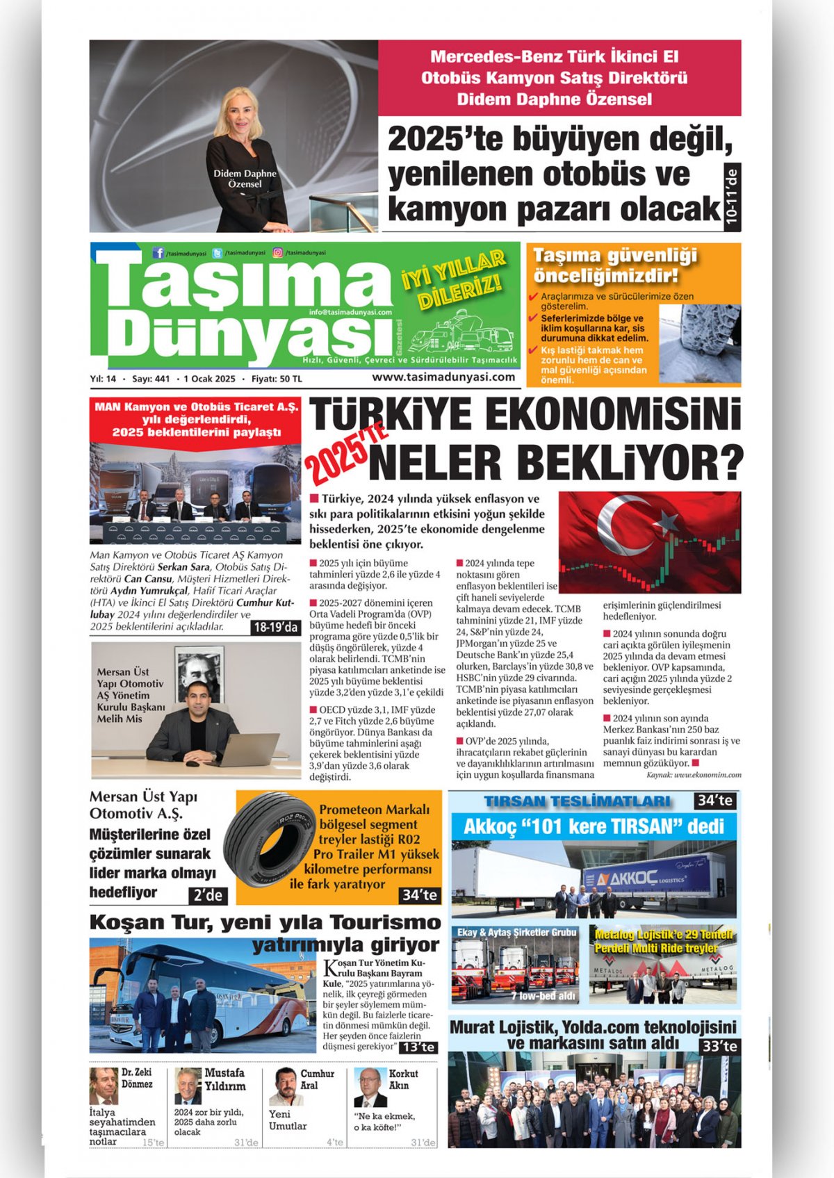 Taşıma Dünyası Gazetesi - 01.01.2025 Manşeti